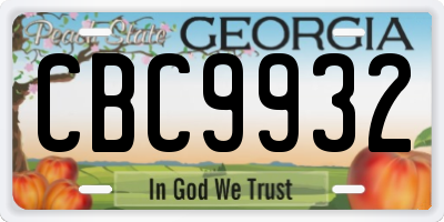 GA license plate CBC9932