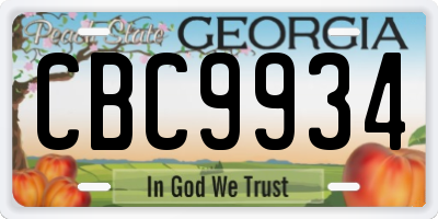 GA license plate CBC9934