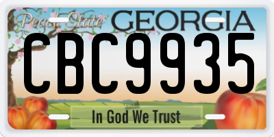 GA license plate CBC9935