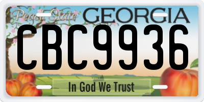 GA license plate CBC9936