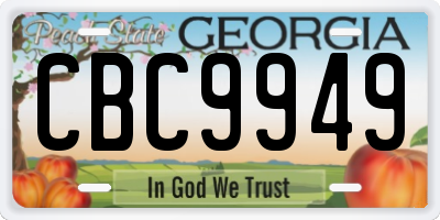 GA license plate CBC9949