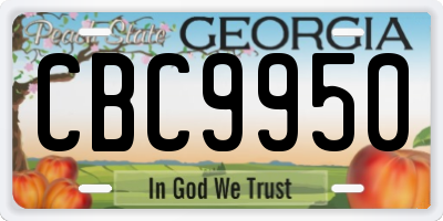 GA license plate CBC9950