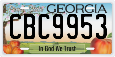 GA license plate CBC9953