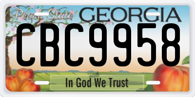 GA license plate CBC9958
