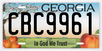 GA license plate CBC9961