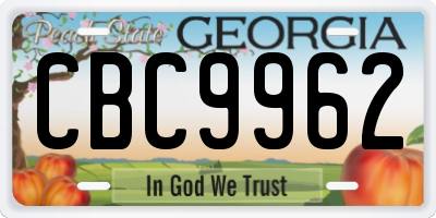 GA license plate CBC9962