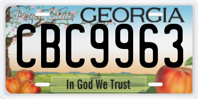 GA license plate CBC9963