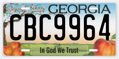 GA license plate CBC9964
