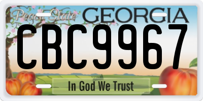 GA license plate CBC9967
