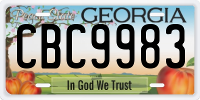 GA license plate CBC9983