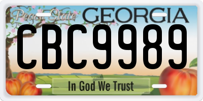 GA license plate CBC9989