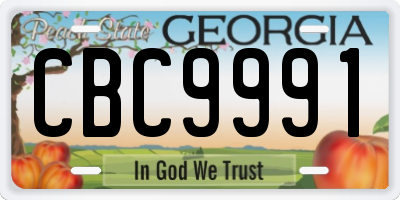 GA license plate CBC9991