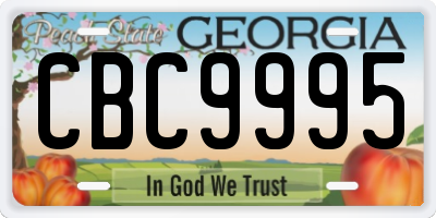 GA license plate CBC9995