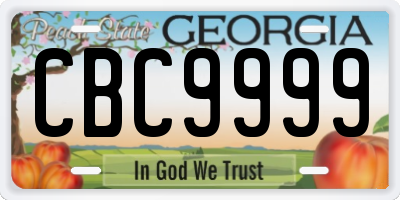 GA license plate CBC9999