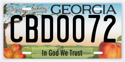 GA license plate CBD0072