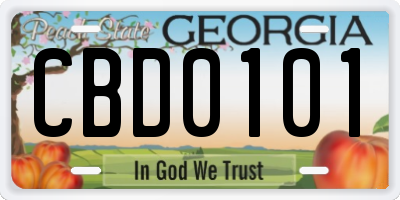 GA license plate CBD0101