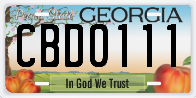 GA license plate CBD0111