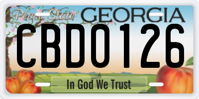GA license plate CBD0126