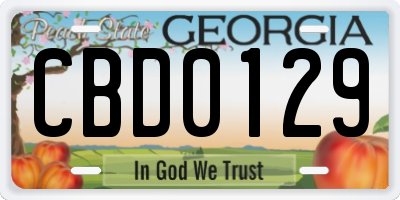 GA license plate CBD0129