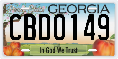 GA license plate CBD0149