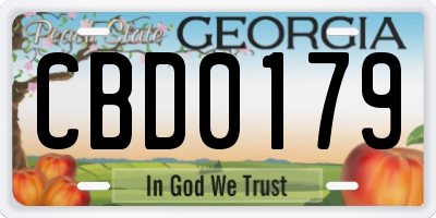 GA license plate CBD0179
