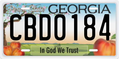 GA license plate CBD0184