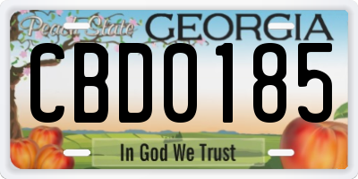 GA license plate CBD0185