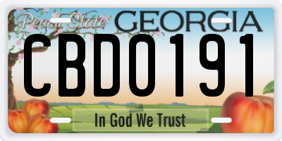 GA license plate CBD0191