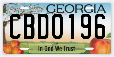 GA license plate CBD0196