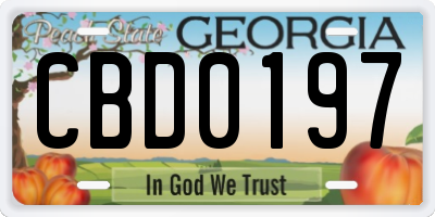 GA license plate CBD0197
