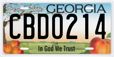 GA license plate CBD0214