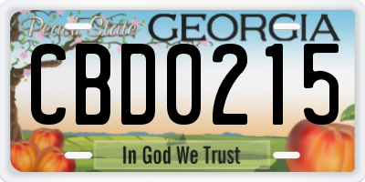 GA license plate CBD0215