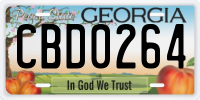 GA license plate CBD0264
