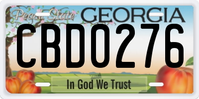 GA license plate CBD0276