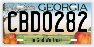 GA license plate CBD0282
