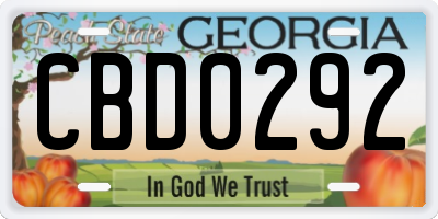 GA license plate CBD0292