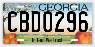 GA license plate CBD0296