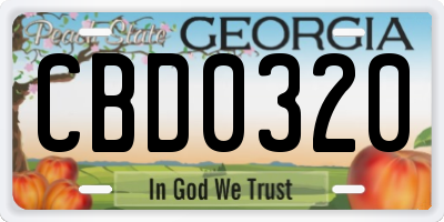 GA license plate CBD0320