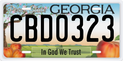 GA license plate CBD0323