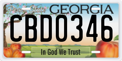 GA license plate CBD0346