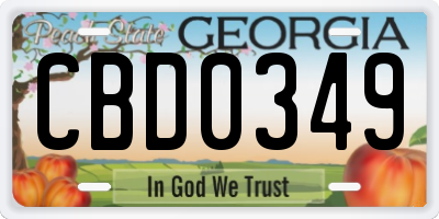 GA license plate CBD0349
