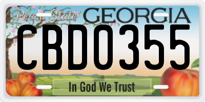 GA license plate CBD0355