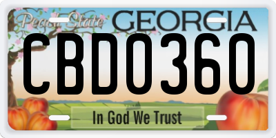 GA license plate CBD0360