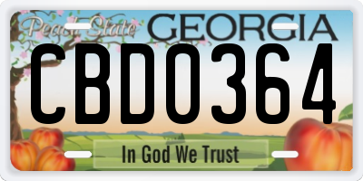 GA license plate CBD0364
