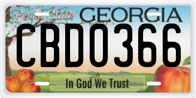 GA license plate CBD0366