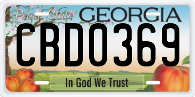 GA license plate CBD0369