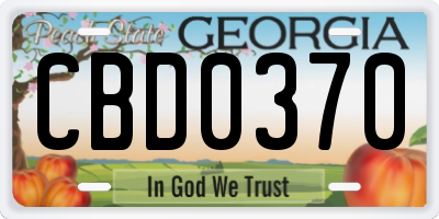 GA license plate CBD0370