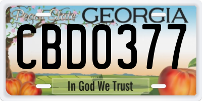 GA license plate CBD0377