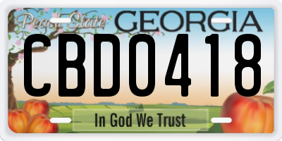 GA license plate CBD0418