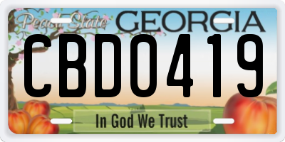GA license plate CBD0419